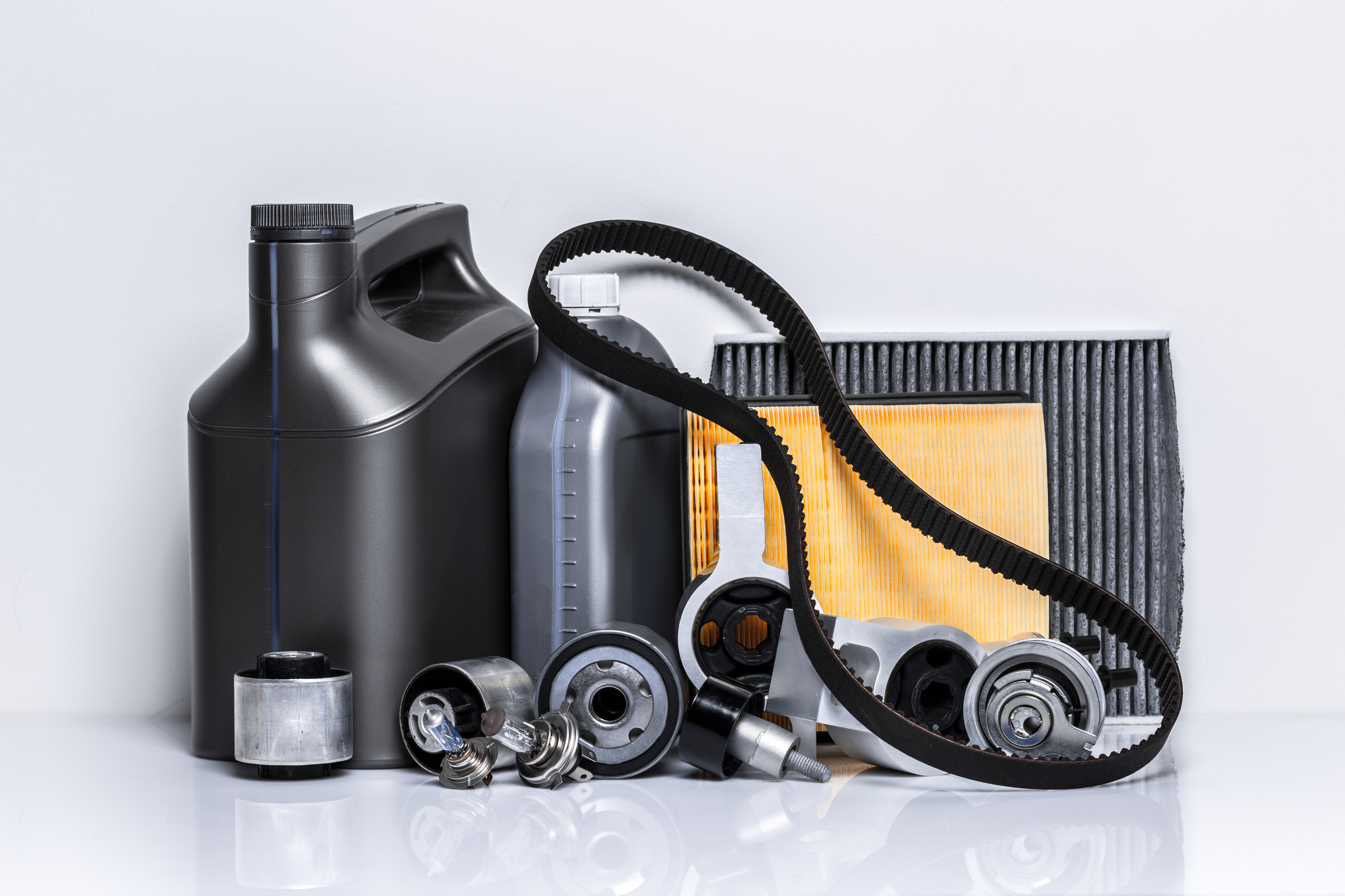 car parts on a white background